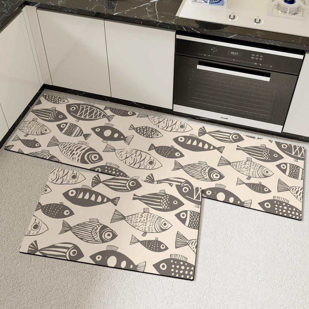 Kitchen Carpet Non-slip Waterproof Oil-proof Kitchen Rug Long Strip Runner Kitchen Mat PVC Leather Washable Rugs Home Decoration