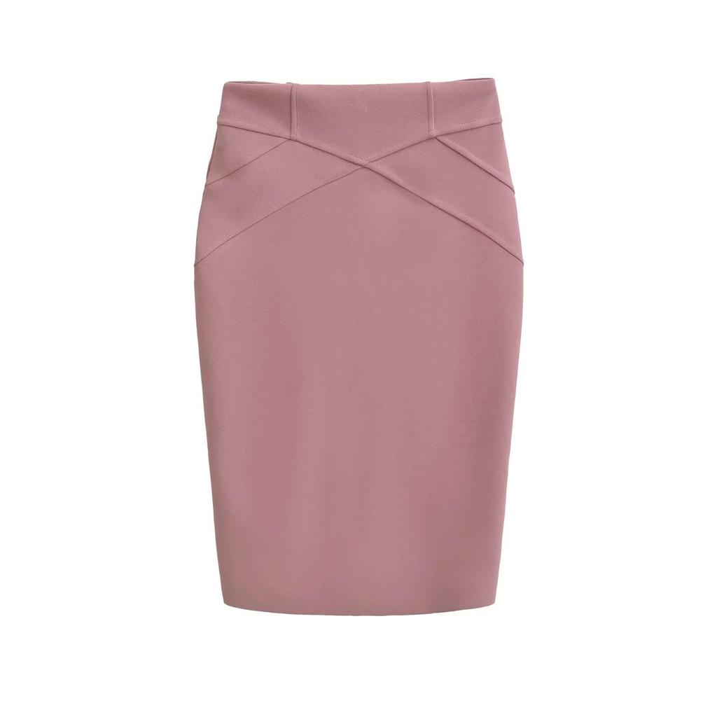 Koreanischer Midi-Rock mit hoher Taille: 3D-Patchwork, Hüftbetont, Herbst/Winter-Stil