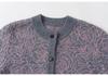 Women's Fashionable Red Pure Wool Jacquard Sweater Coat for Middle-Aged and Elderly Mothers
