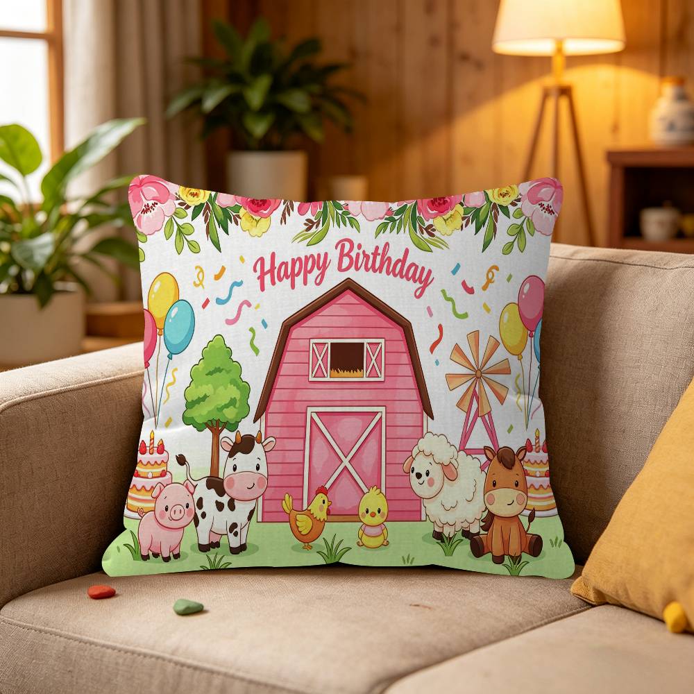 Cartoon Farm Animal Theme Cushion Cover Inches Farmhouse Decor Home Throw Pillow Covers for Couch Decorations