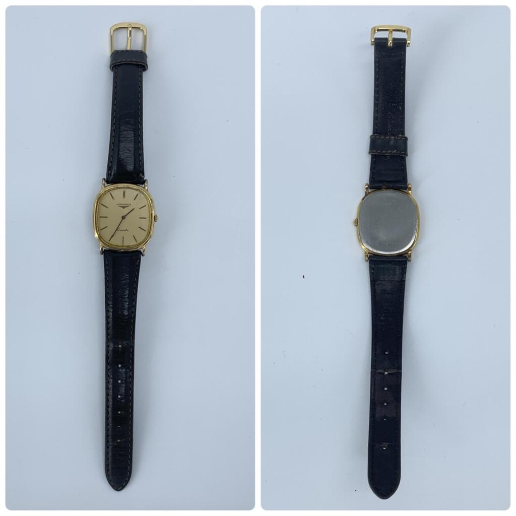 New Batteries Working Good LONGINES 960-6082 Quartz Battery Powered Square Gold Dial Stainless Steel Men's Watch 2-Hand Lightly Cleaned