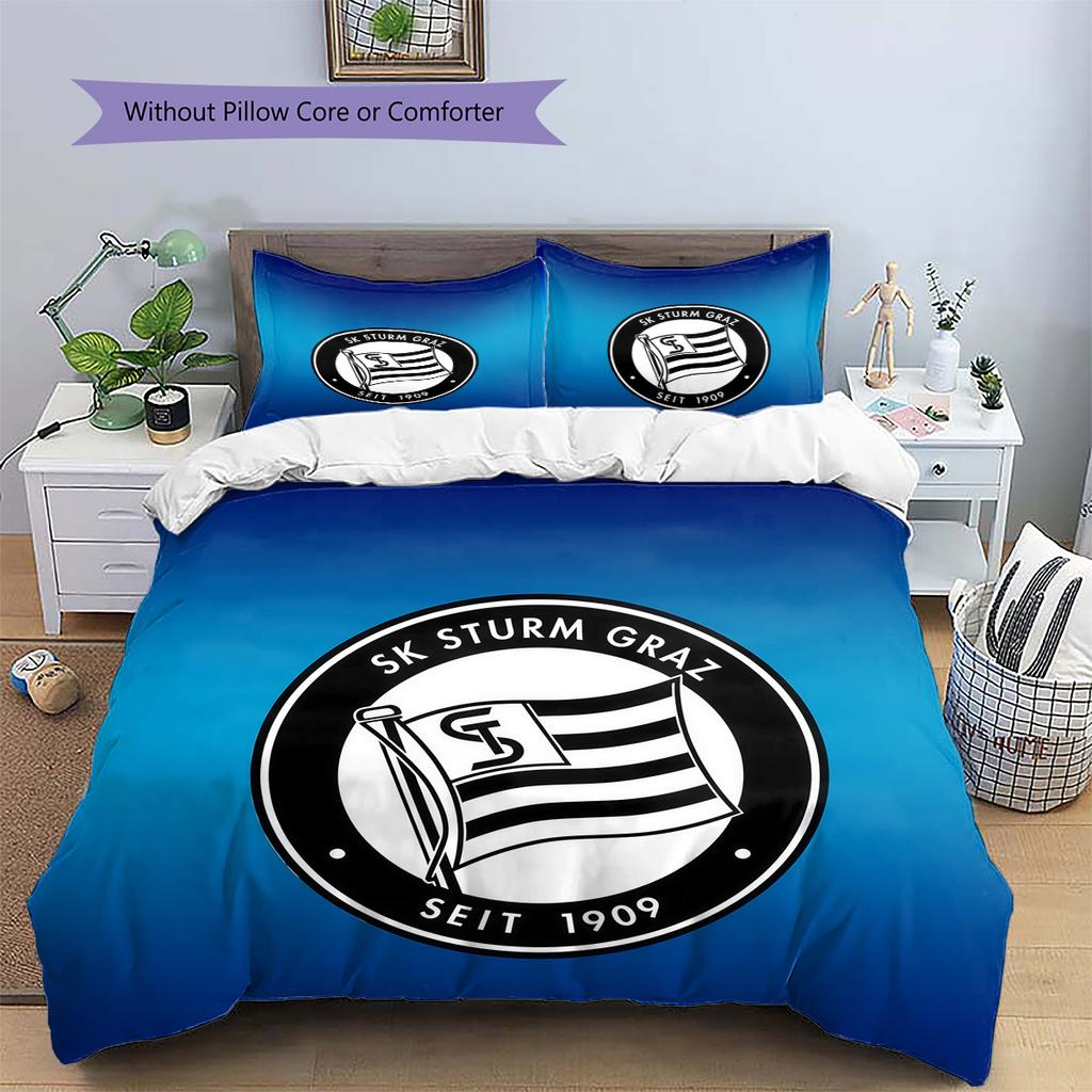 SK Sturm Graz Pattern Bedding Quilt Set Home Decoration Gift (1 * duvet cover + 2 * pillowcase without core).xwn