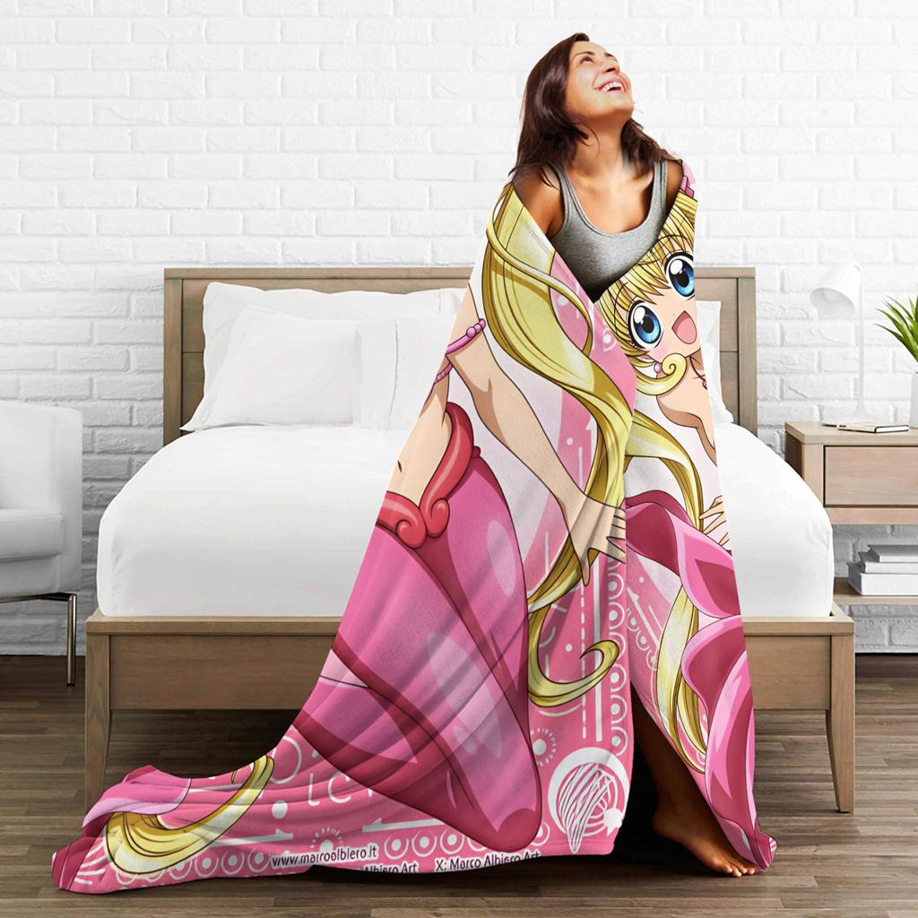 M-Mermaid Melody Pichi Pichi PitchS Blanket Travel Office Flannel Bedding Throws For Couch Chair Super Warm Quality Bedspread