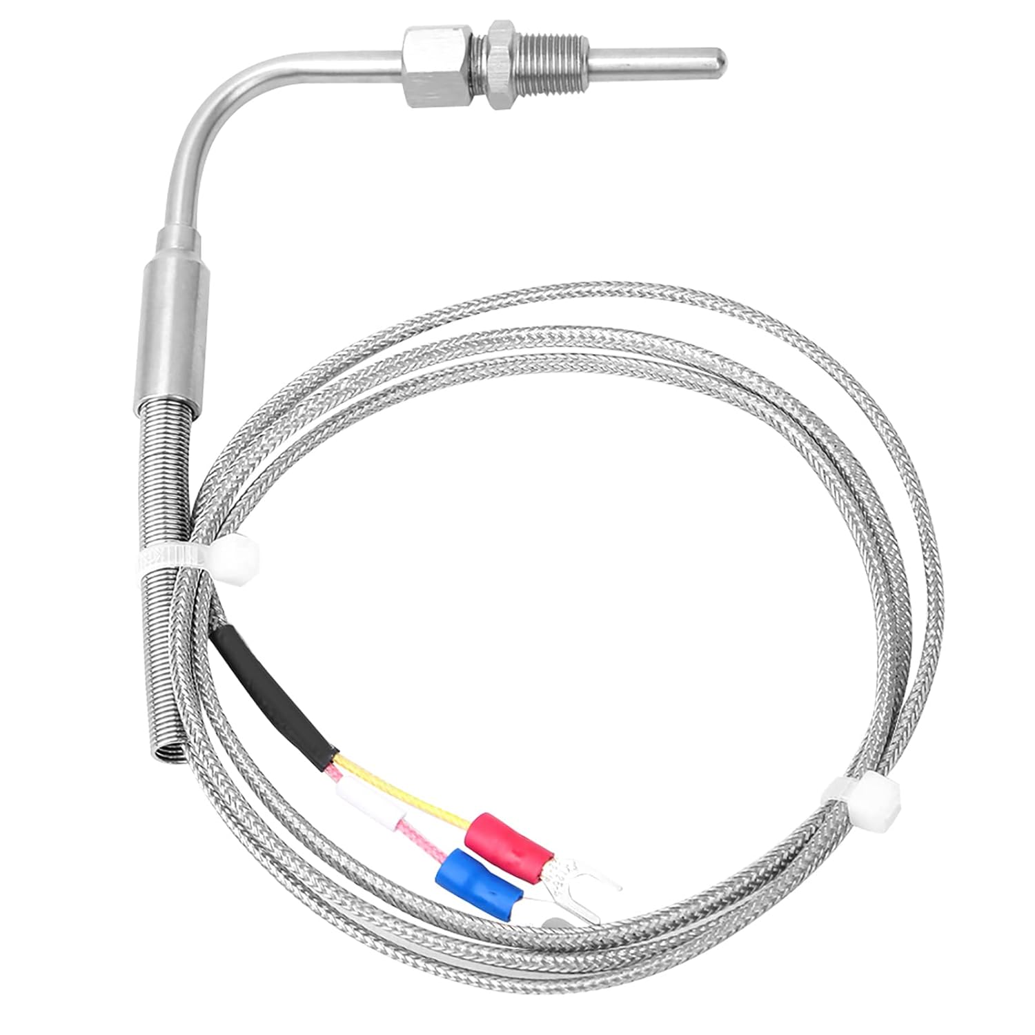 

K Type Grounded Thermocouple Temperature Sensor, Stainless Steel Temperature Sensor Probe, NPT 1/8 inch Thread with 1m Cable for PID Temperature