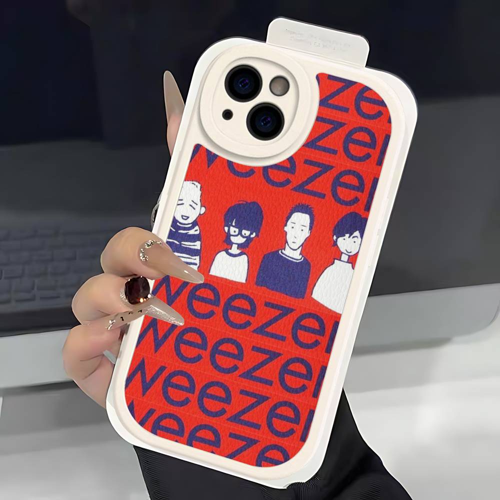 Rock W-Weezer Kapela Pouzdro na telefon Pro IPhone 16 15 14 13 12 11 Pro Max Plus Měkký kožený kryt