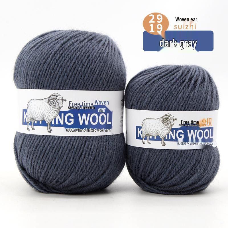 Wool Yarn Hand-Knitted Sweater Scarf Hat - Pure Color Four-Strand Yarn Ball