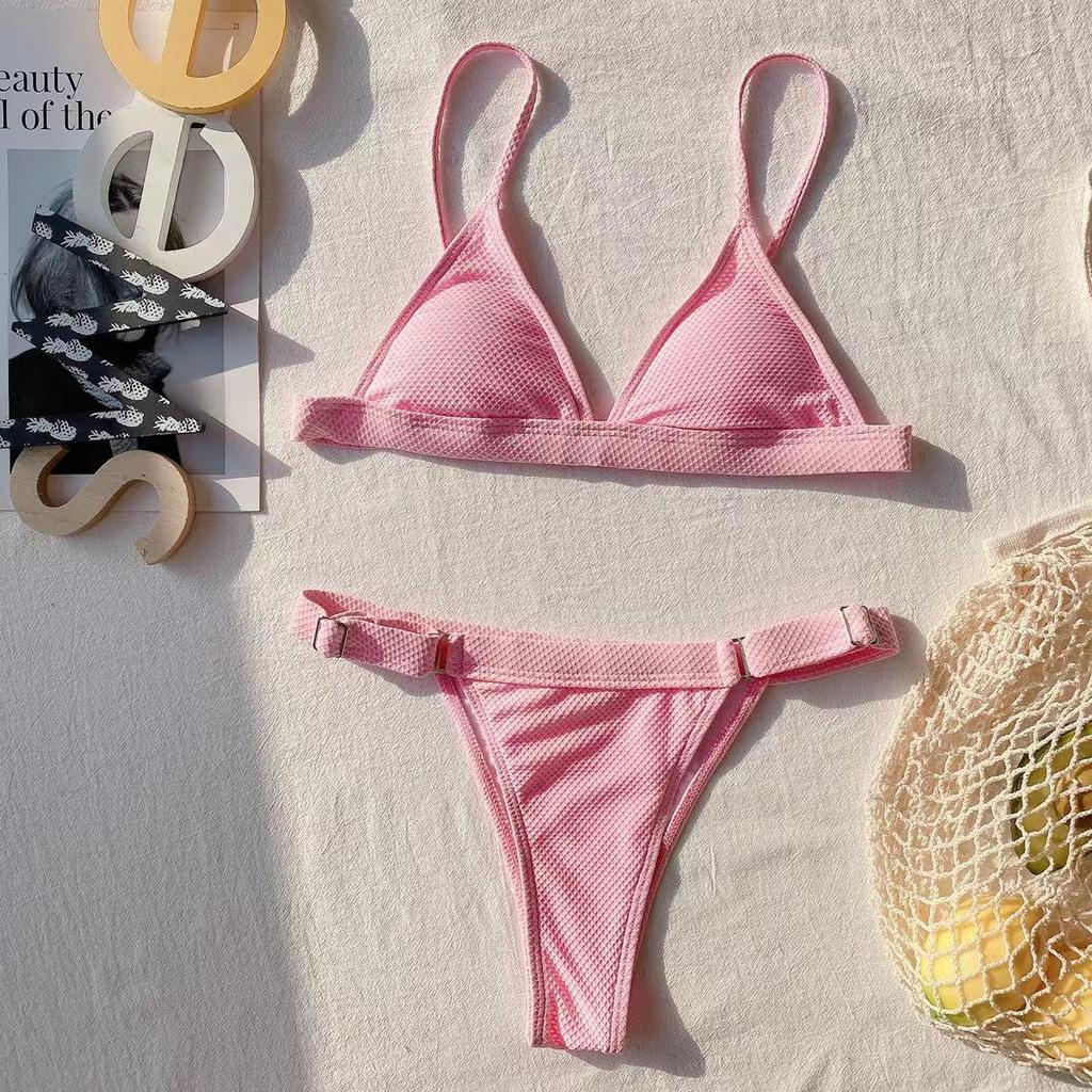 Women's Solid Color Split Bikini Swimsuit - European and American Style