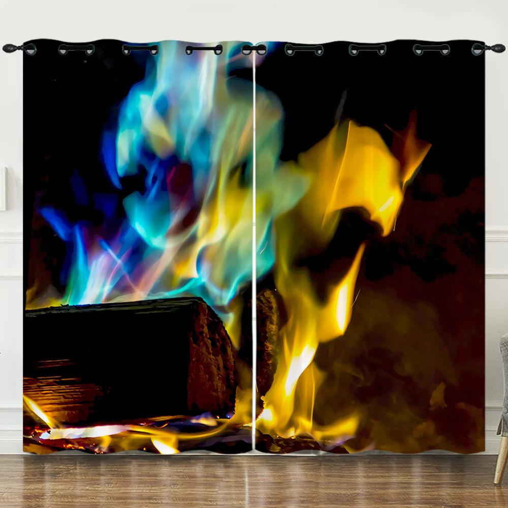 Vorhang Lagerfeuer 3D Digitaldruck Verdunkelungsvorhang Ösen