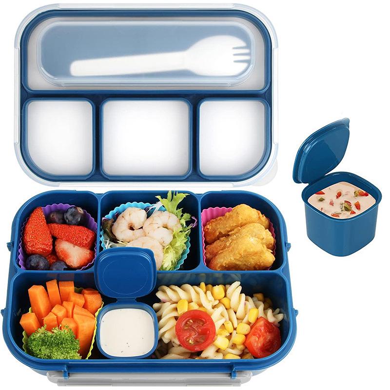 Set da 16 pezzi di portapranzo bento in plastica per studenti con scomparti adatti al microonde e stuzzicadenti per frutta