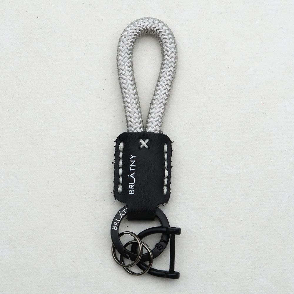 Hand-Woven Cowhide Leather Keychain Pendant with Logo Embossing - High-Quality Anti-Lost Car Lanyard