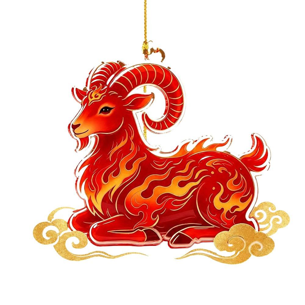 Acrylic Car Goat Pendant New Year Xmas Tree Hanging Ornament  Christmas Decor