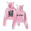 KPop Demon Hunters 2025 Merch Hoodies Sweatshirt for Girls Cat Ear Crop Pullover Casual Clothes