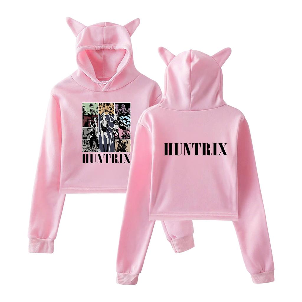KPop Demon Hunters 2025 Merch Hoodies Sweatshirt for Girls Cat Ear Crop Pullover Casual Clothes