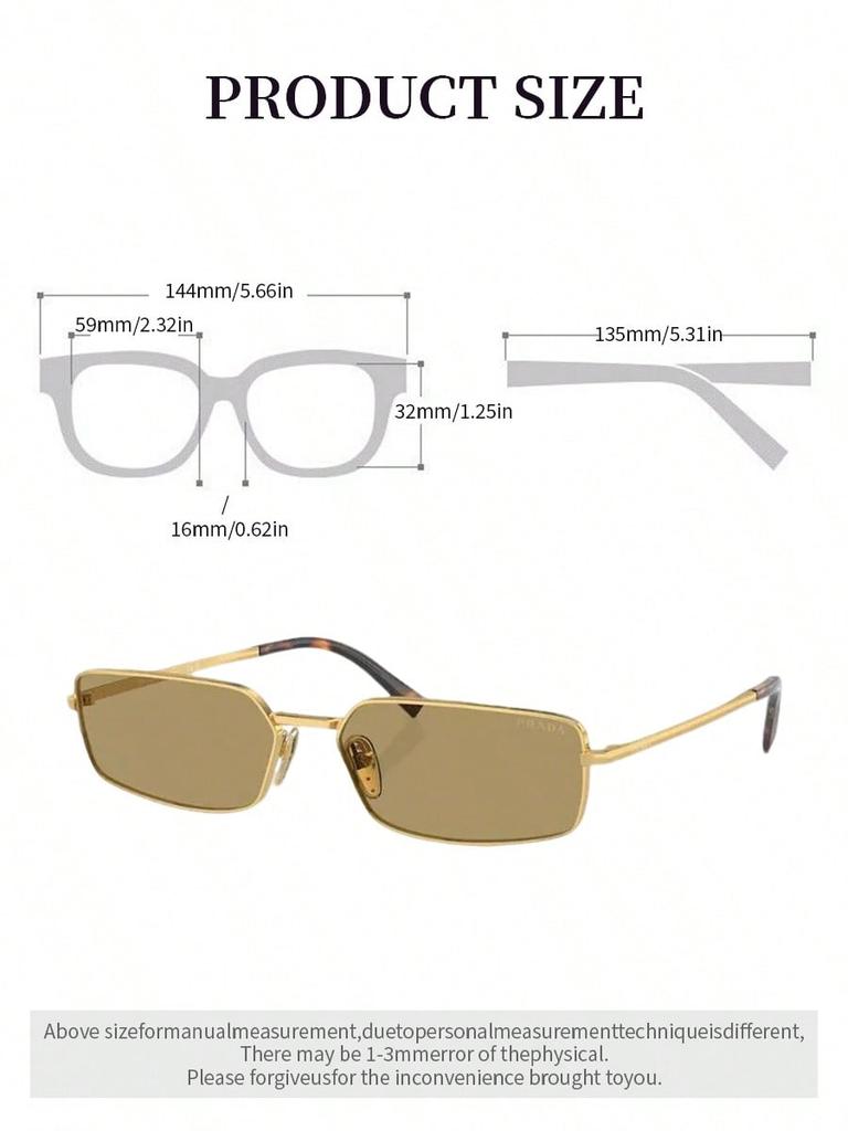 Prada PRA60S Gold Metal Sunglasses, Geometric UV400 Shades for Men & Women