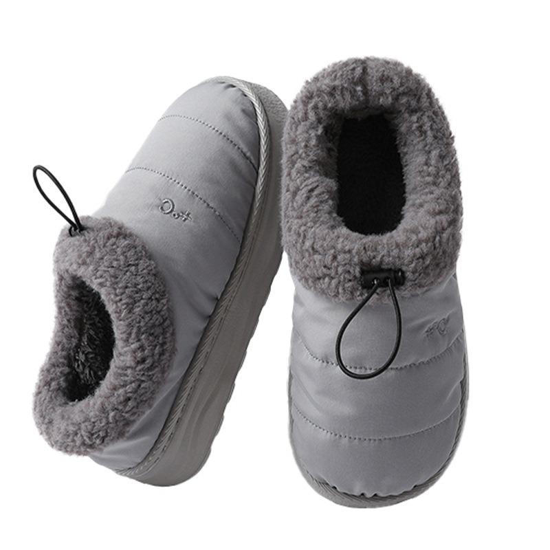 Waterproof down cloth shrink cotton slippers classmate home outdoor women's slippers autumn and winter parent-child male