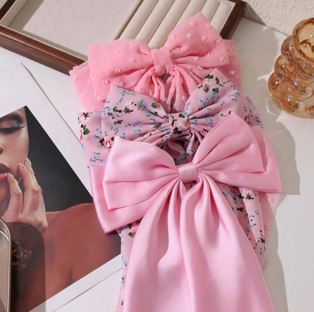 3 Bow Hair Clips Women's Summer Premium Korean Bow Clip Headdress Duck Bill Clip Hair Clip Hair Accessories