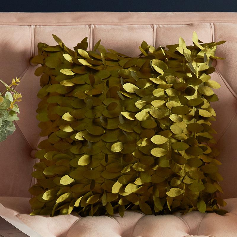 

Multi color three-dimensional leaf car pillow cover, living room, hotel lobby sofa, pillowcase, silk backrest cover