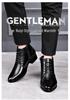 Men's Winter Pointed Toe Leather Chelsea Boots with Velvet, Lace-up Roman Style, High Heel Martin Design