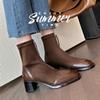 New Women's Round Head Martin Boots Zipper Solid Color Large Size Boots Rubber Soft Sole Casual Women's Leather Boots Low Boots