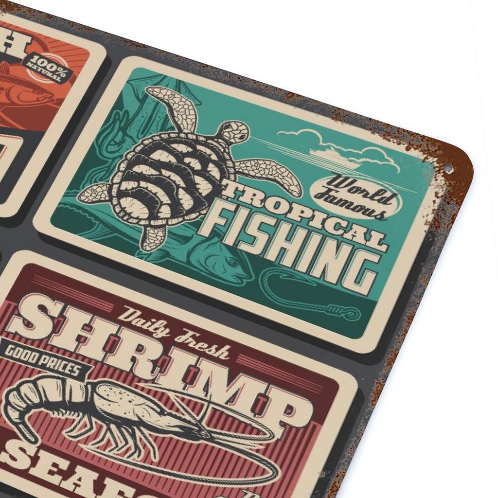 1-Pack Distressed Industrial Wall Plaque, 20×30cm and 30×40cm, Rusty Metal Decoration for Restaurant, Home or Cafe