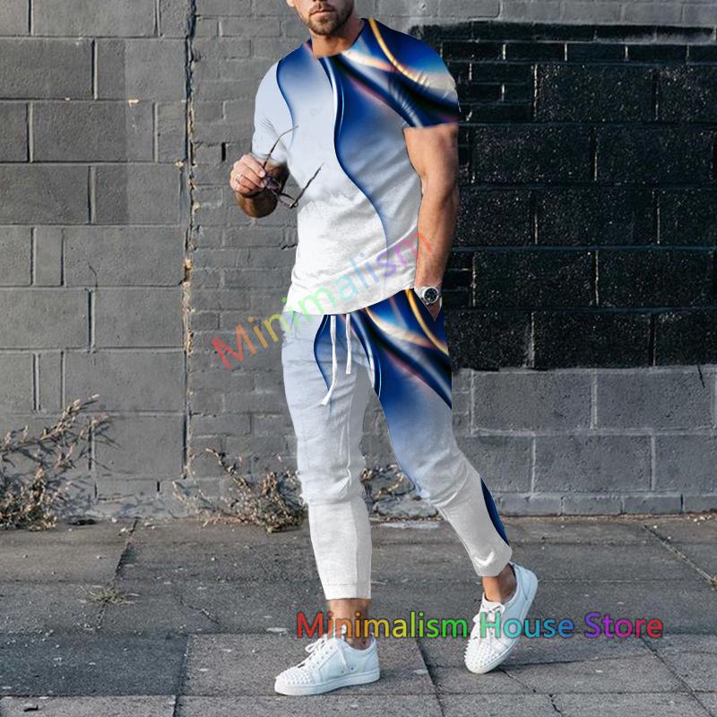 Poker J 3D Print Men Tracksuit Set Jogger Clothing For Man Casual Suit Short Sleeve Tshirts+Trousers 2 Piece Outfits Streetwear