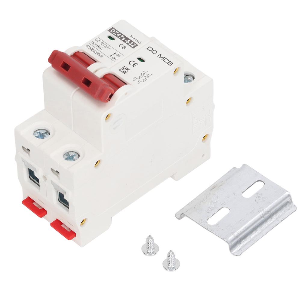 DC Miniature Circuit Breaker 2P Breaking Capacity 6000A Mini 6A Circuit Breaker for Solar PV System