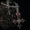 Crimson Gothic Cross Pendant Necklace Jewelry European and American Punk Style Weird Style