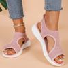Women's Knit Sandals Breathable Open-Toe Summer Beach Shoes Comfortable Casual Sandals for Summer
