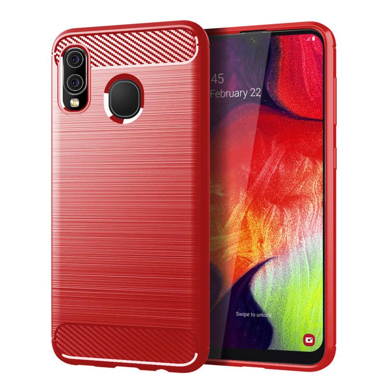 Støtsikkert Karbonfiberdeksel For Samsung A20 Galaxy a30 Silikondeksel for galaxy m10s Samsung wide4 Myke TPU Telefondeksler
