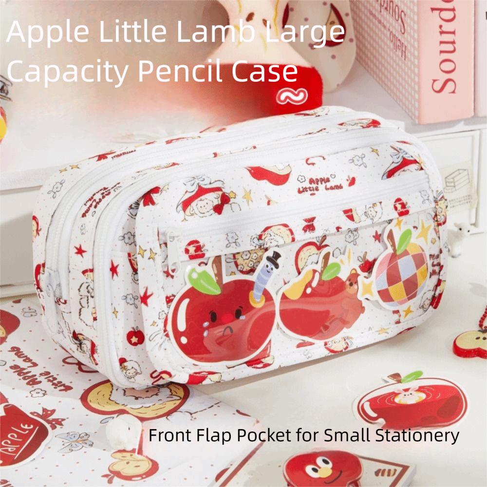 Flip Closure Stationery Storage Bag Multilayer Pencil Case Cute Pen Bag Students Supplies