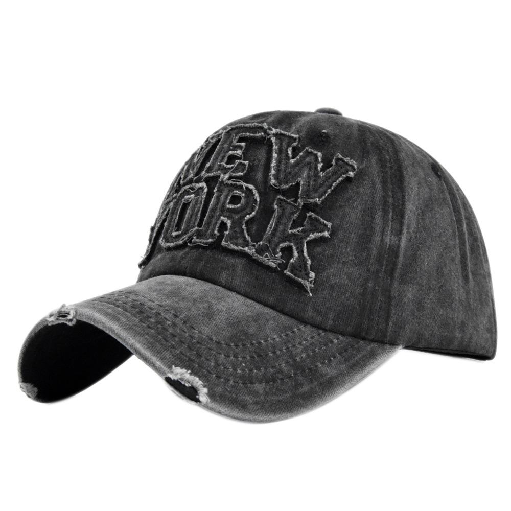 Three-dimensional embroidered baseball cap - distressed, ripped, embroidered duckbill cap - sun protection visor Adjustable