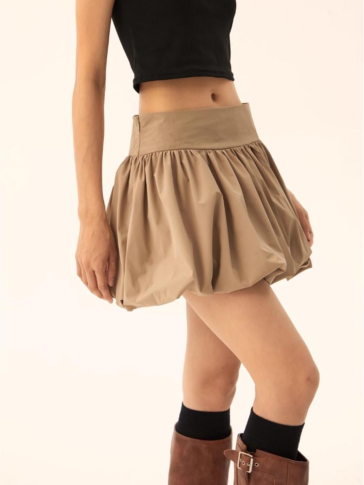 Černá Dámská Bublinková minisukně Retro Street Style Krátká sukně Tutu se středním elastickým pasem pro rekreační klubové oblečení