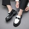 New Men's British Style Leather Loafers: Black & White Slip-On Height-Increasing Shoes