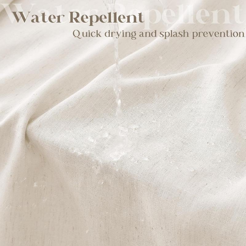Natural Cream Linen Shower Curtain Country Boho Farmhouse Bathroom Decor Beige Shower Curtains for Bathroom Neutral Cloth