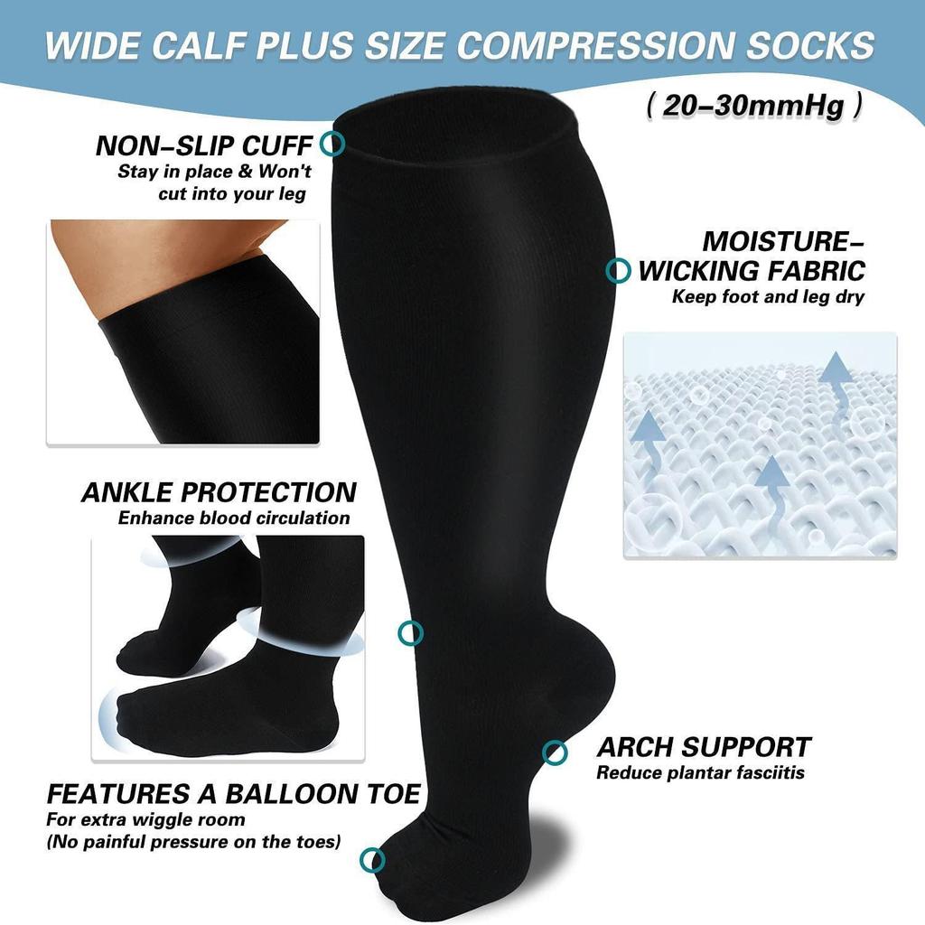 Plus Size Odor-Resistant Sports Compression Socks for Men