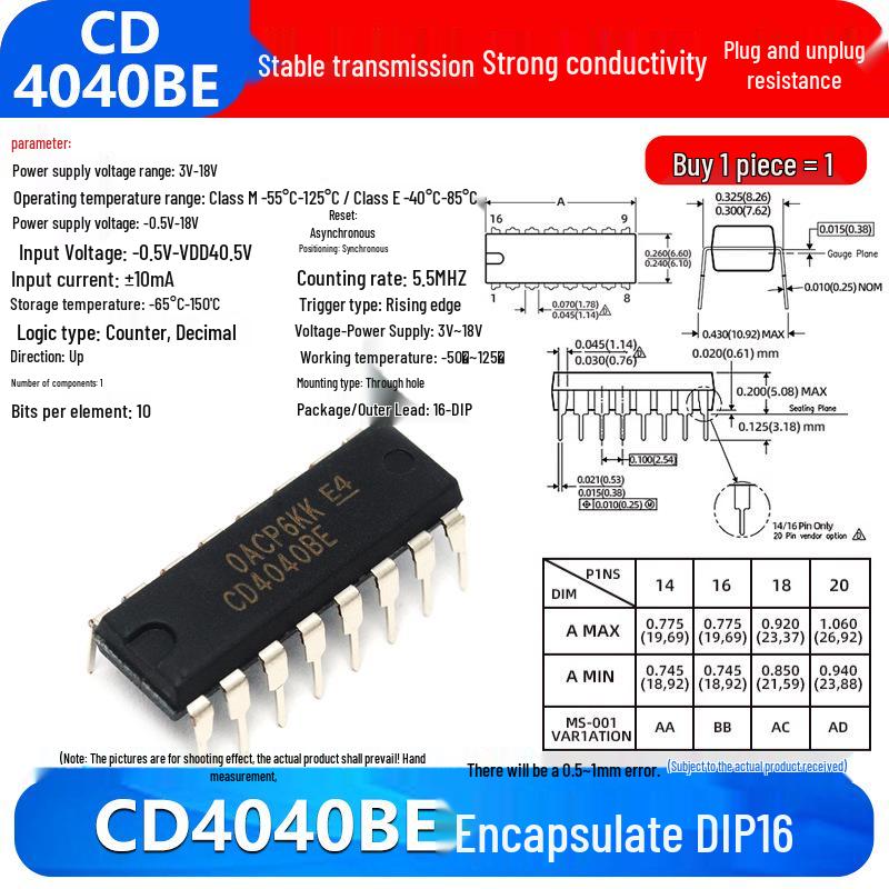 CD4017BE & CD4000 Series IC Chips (CD4001/11/66/82/106/4051/52/69/21/50/81)