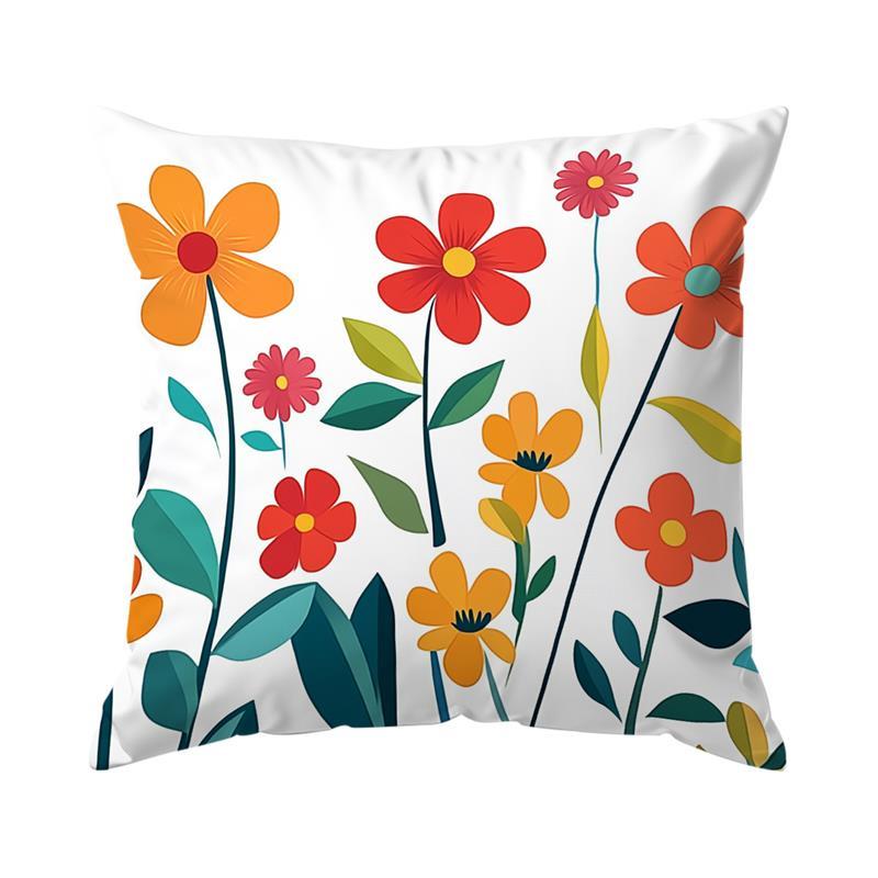 Home Decor Colorful Floral Pattern Decorative Pillow Covers Pattern Cushion Cover Suitable For Sofa Bedroom Car Pillow Cover