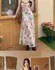 Butterfly Floral French Camisole Dress: V-Neck, Slim Fit, Cinched Waist, Bodycon Long Dress - Perfect for Summer Vacation.