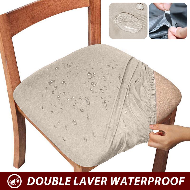 

WaterProof Dining Room Chair Cover Spandex Seat Cover Removable Solid Color Jacquard Fabric Cheap Elastic Cushion Cover For Home 1 pc