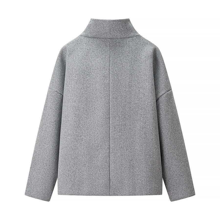 European & American Women's Fashion: Casual Lapel Pearl Leather Wool Short Jacket