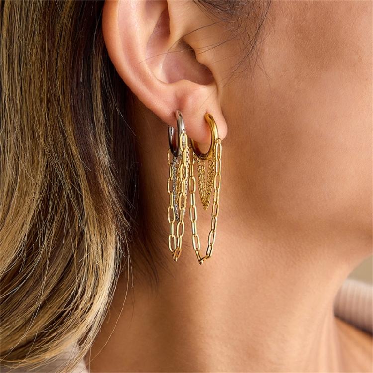 Minimalists Tassels Earrings with Chain Accent Stainless Steel Drop Designs for Everyday Elegant