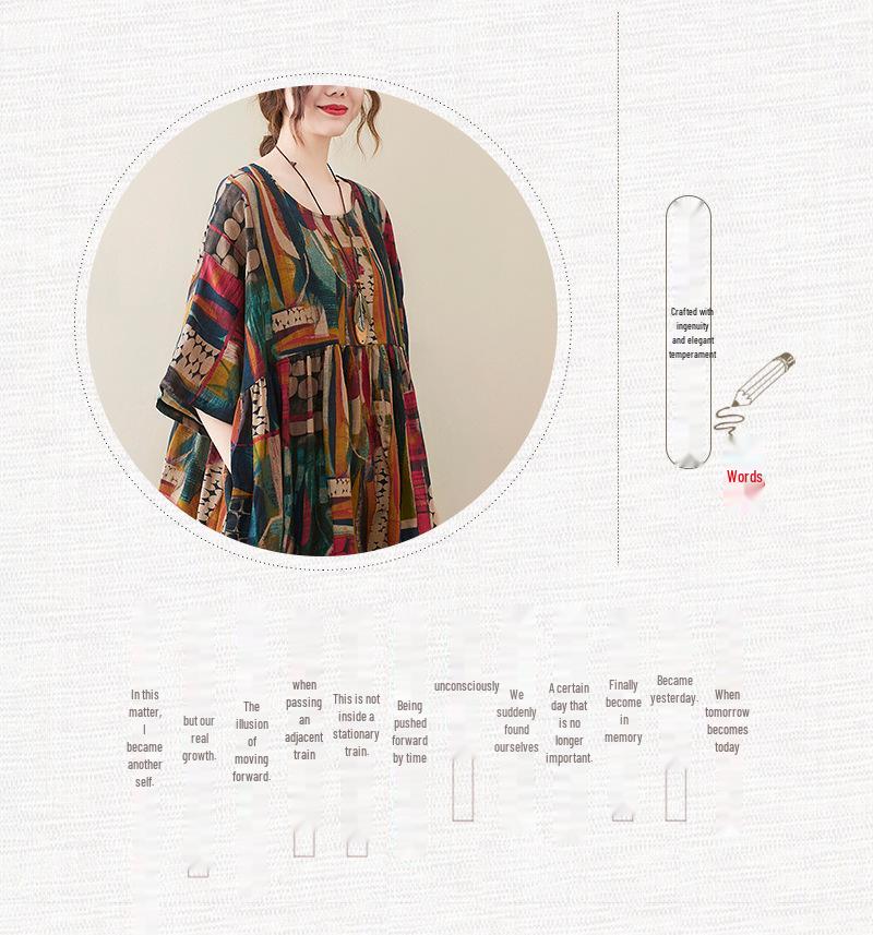 2023 Sommer Retro Übergröße Floral Locker Kleid für Frauen