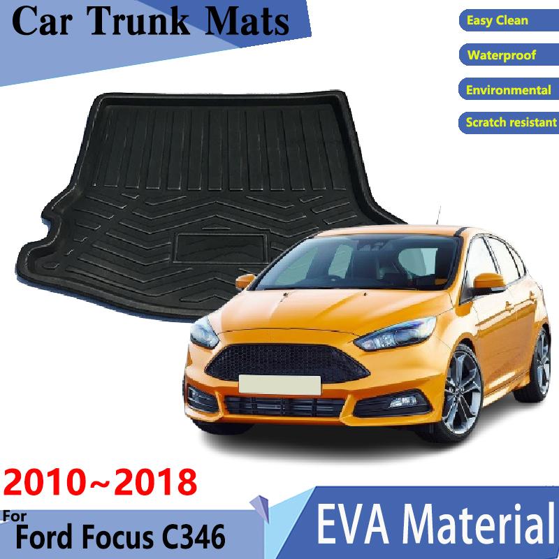 Car Rear Trunk Mat Covers For Ford Focus MK3 C346 2010~2018 2015 2016 Auto Luggage Tray Boot Cargo Carpet Liner Pad Accessories