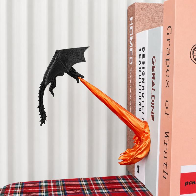 Drakenvlam Boekensteun Sculptuur Vuurspuwende Draak Gotisch Ornament Halloween Verjaardagscadeau Boekenplank Decoratie