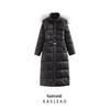 2024 Autumn Women's European & American Style Long Cotton Coat with Fur Collar