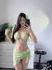 Tube top neck three-piece bikini European and American ins Internet celebrity swimsuit three-piece swimsuit gauze skirt vacation bikini