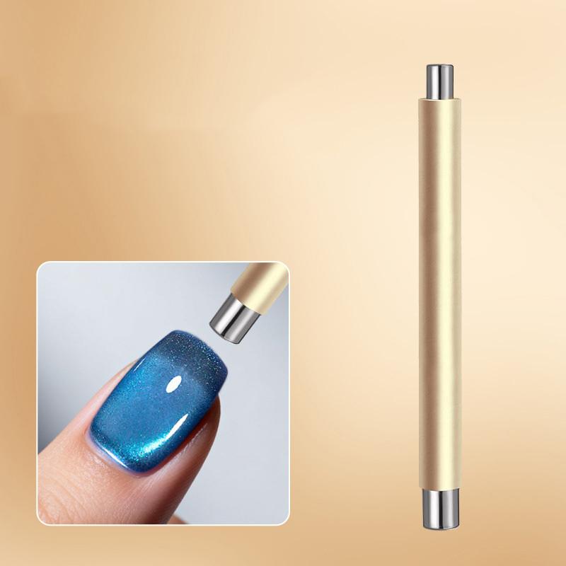 Magnetická tyčinka na nehty s efektem kočičího oka s dvojitou hlavou a ocelovou kuličkou, multifunkční magnetický nástroj na nehty, pera pro DIY, salonní studio nebo domácí použití