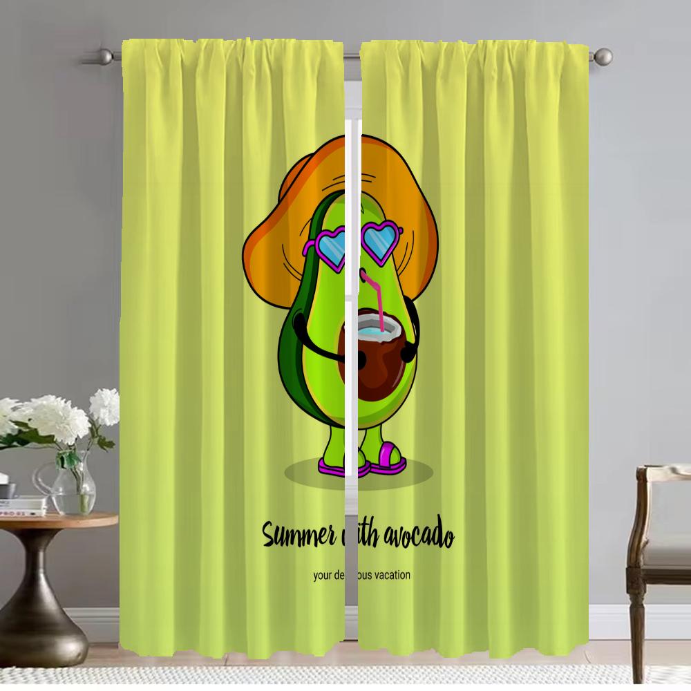Avocado Vorhänge für Wohnzimmer Vorhang für Zimmer 2 Paneele Raumteiler Jalousien Halloween Dekoration Heim Innenvorhänge Küche