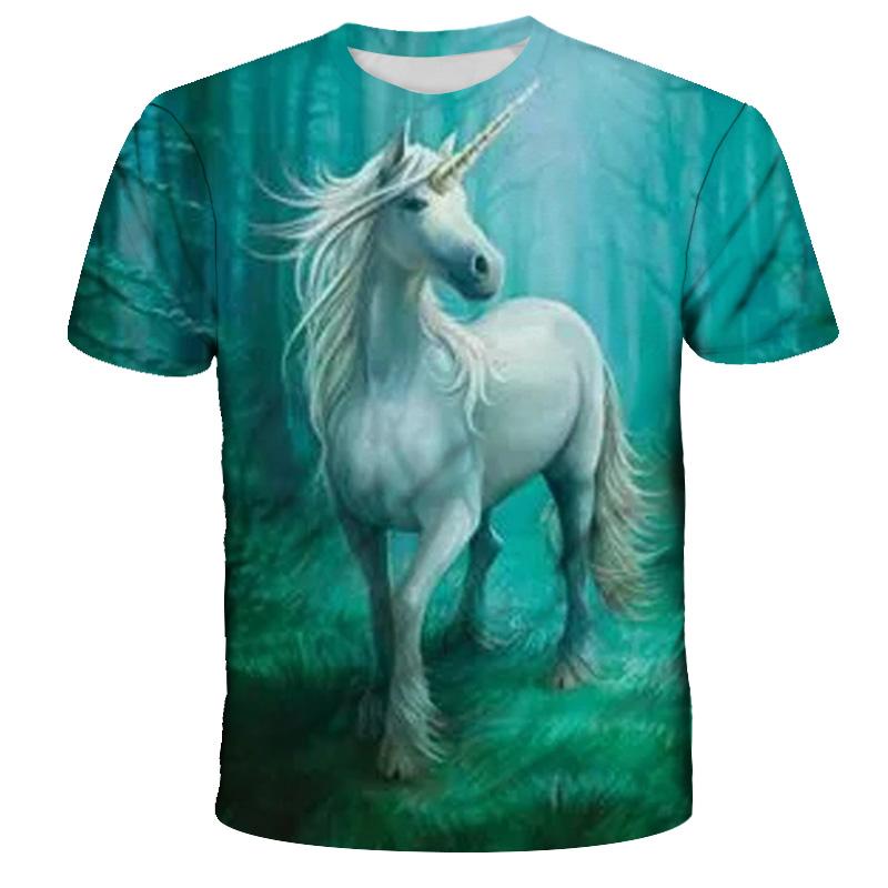4-13y Girls Boys Dabbing Unicorn T-shirt Summer Kids Colorful Animal Horse 3d Print Clothes T Shirt Kids Baby Cool