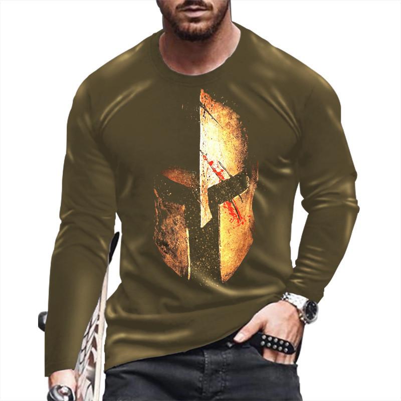 Men Spring Autumn T Shirt Round Neck Long Sleeves Top Men's Sport Wear Plus Size Vintage 3d Print Pullover